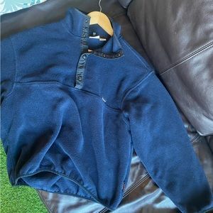 Vintage Woolrich Men’s Fleece 1/4 pullover - Size Medium - Navy 🔥